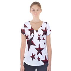 Free Stars Short Sleeve Front Detail Top by Alisyart