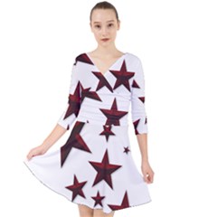 Free Stars Quarter Sleeve Front Wrap Dress