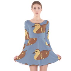 Farm Agriculture Pet Furry Bird Long Sleeve Velvet Skater Dress