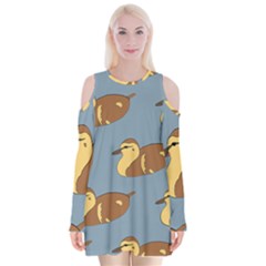 Farm Agriculture Pet Furry Bird Velvet Long Sleeve Shoulder Cutout Dress by Alisyart