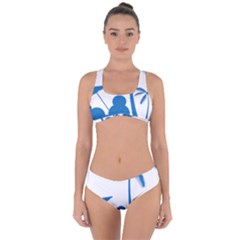 Fresh Blue Coconut Tree Criss Cross Bikini Set