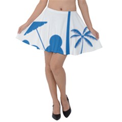 Fresh Blue Coconut Tree Velvet Skater Skirt by Alisyart