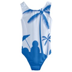 Fresh Blue Coconut Tree Kids  Cut-out Back One Piece Swimsuit