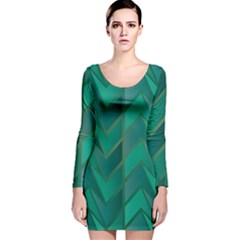 Geometric Background Long Sleeve Velvet Bodycon Dress