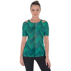 Geometric Background Shoulder Cut Out Short Sleeve Top