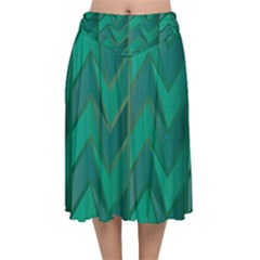 Geometric Background Velvet Flared Midi Skirt