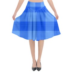 Fabric Grid Textile Deco Flared Midi Skirt