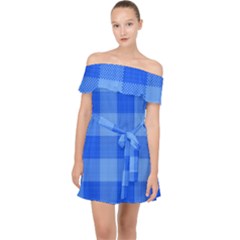 Fabric Grid Textile Deco Off Shoulder Chiffon Dress