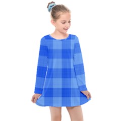Fabric Grid Textile Deco Kids  Long Sleeve Dress