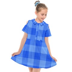 Fabric Grid Textile Deco Kids  Short Sleeve Shirt Dress