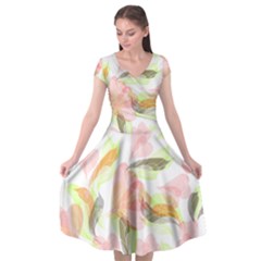 Flower Floral Cap Sleeve Wrap Front Dress by Alisyart