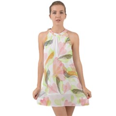 Flower Floral Halter Tie Back Chiffon Dress