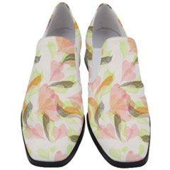 Flower Floral Slip On Heel Loafers