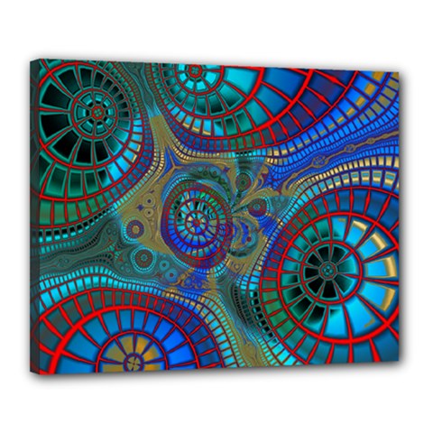 Fractal Abstract Line Wave Unique Canvas 20  X 16  (stretched)