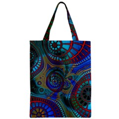 Fractal Abstract Line Wave Unique Zipper Classic Tote Bag