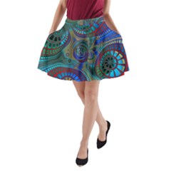 Fractal Abstract Line Wave Unique A-line Pocket Skirt by Alisyart