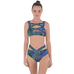 Fractal Abstract Line Wave Unique Bandaged Up Bikini Set  by Alisyart