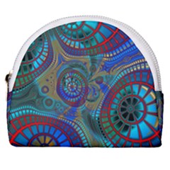 Fractal Abstract Line Wave Unique Horseshoe Style Canvas Pouch