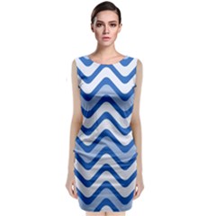 Waves Wavy Lines Pattern Sleeveless Velvet Midi Dress