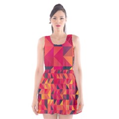 Halftone Geometric Scoop Neck Skater Dress