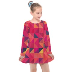 Halftone Geometric Kids  Long Sleeve Dress