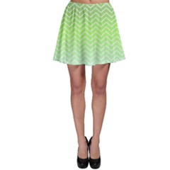 Green Line Zigzag Pattern Chevron Skater Skirt