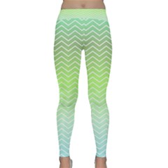 Green Line Zigzag Pattern Chevron Classic Yoga Leggings