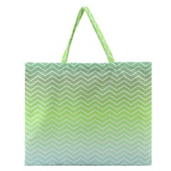 Green Line Zigzag Pattern Chevron Zipper Large Tote Bag by Alisyart