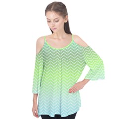 Green Line Zigzag Pattern Chevron Flutter Tees