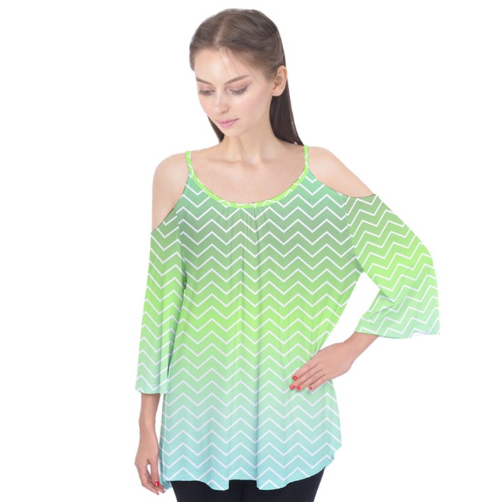 Green Line Zigzag Pattern Chevron Flutter Tees