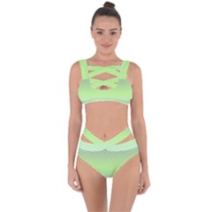 Green Line Zigzag Pattern Chevron Bandaged Up Bikini Set 