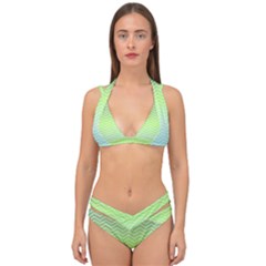 Green Line Zigzag Pattern Chevron Double Strap Halter Bikini Set