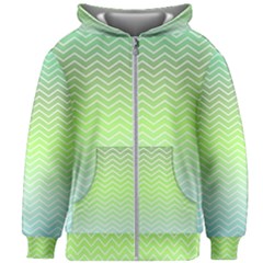 Green Line Zigzag Pattern Chevron Kids  Zipper Hoodie Without Drawstring by Alisyart