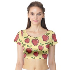 Healthy Apple Fruit Short Sleeve Crop Top by Alisyart