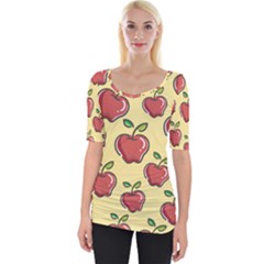 Healthy Apple Fruit Wide Neckline Tee