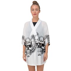 Human Skull Symbolism Half Sleeve Chiffon Kimono