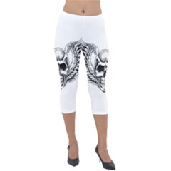 Human Skull Symbolism Lightweight Velour Capri Leggings 