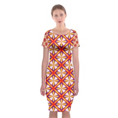 Hexagon Polygon Colorful Prismatic Classic Short Sleeve Midi Dress