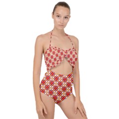Hexagon Polygon Colorful Prismatic Scallop Top Cut Out Swimsuit by Alisyart