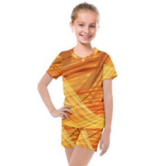 Wave Background Kids  Mesh Tee And Shorts Set
