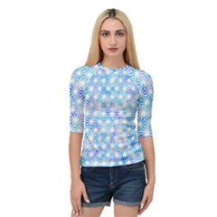 Hemp Pattern Blue Quarter Sleeve Raglan Tee