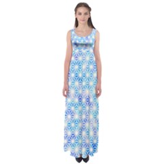 Hemp Pattern Blue Empire Waist Maxi Dress