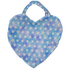 Hemp Pattern Blue Giant Heart Shaped Tote by Alisyart