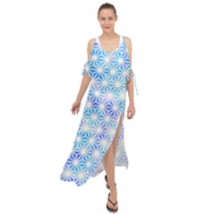 Hemp Pattern Blue Maxi Chiffon Cover Up Dress