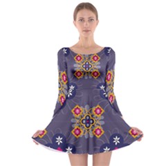 Morocco Tile Traditional Marrakech Long Sleeve Skater Dress