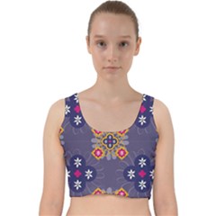 Morocco Tile Traditional Marrakech Velvet Racer Back Crop Top