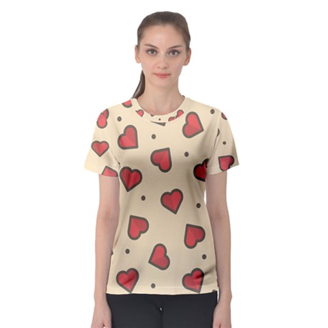 Love Heart Seamless Valentine Women s Sport Mesh Tee by Alisyart