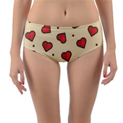 Love Heart Seamless Valentine Reversible Mid-waist Bikini Bottoms by Alisyart