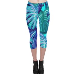 Leaves Tropical Palma Jungle Capri Leggings  by Alisyart