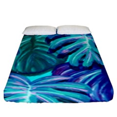 Leaves Tropical Palma Jungle Fitted Sheet (king Size) by Alisyart